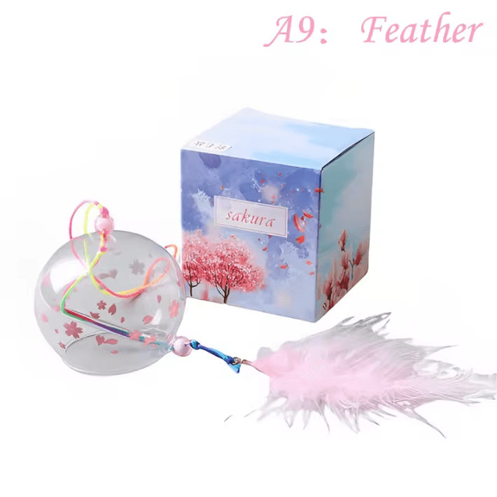 Japanese Glass Furin Wind Chime – Sakura Cherry Blossom Hanging Bell Decor