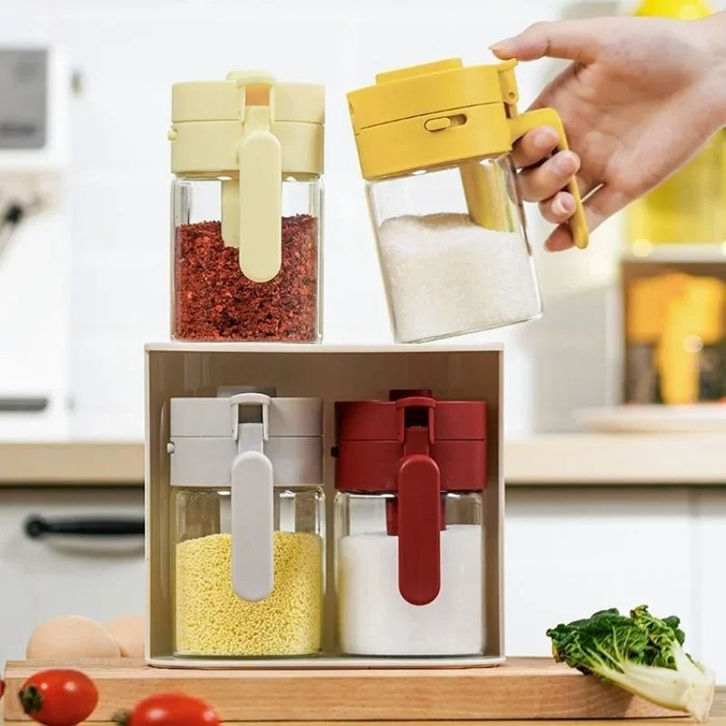 Moisture-Proof 2-in-1 Glass Seasoning Jar & Spice Bottle