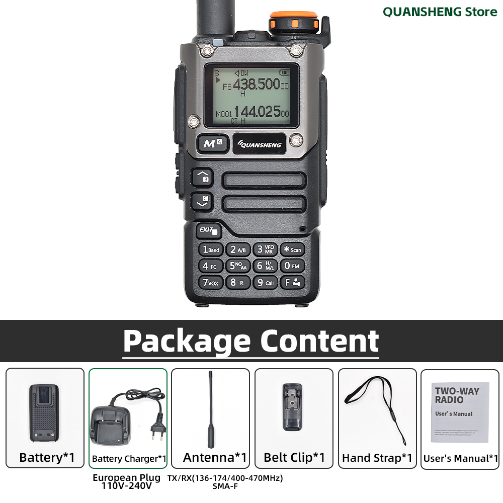 UV-K5 Long Range Walkie Talkie Ham Radio Transceiver with AM FM Receiver & NOAA Weather Alert