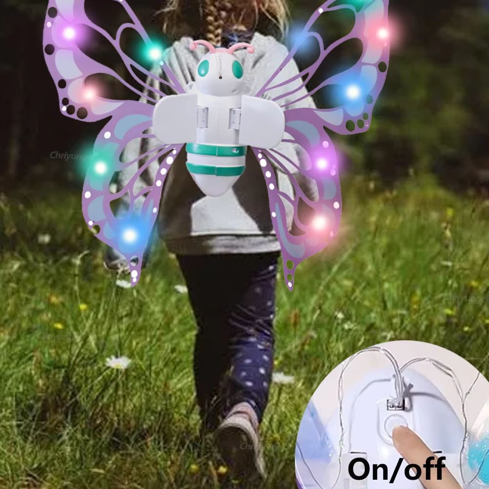 Magical Electric Butterfly Fairy Wings with Lights – Kids Cosplay Dress-Up Costume