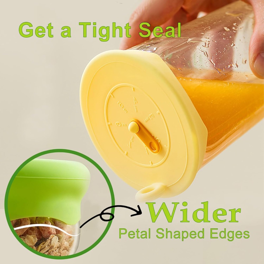 Silicone Stretch Food Covers Eco-Friendly Reusable Lids with Pull Tab & Weekly Tracker for Bowls/Jars/Cans