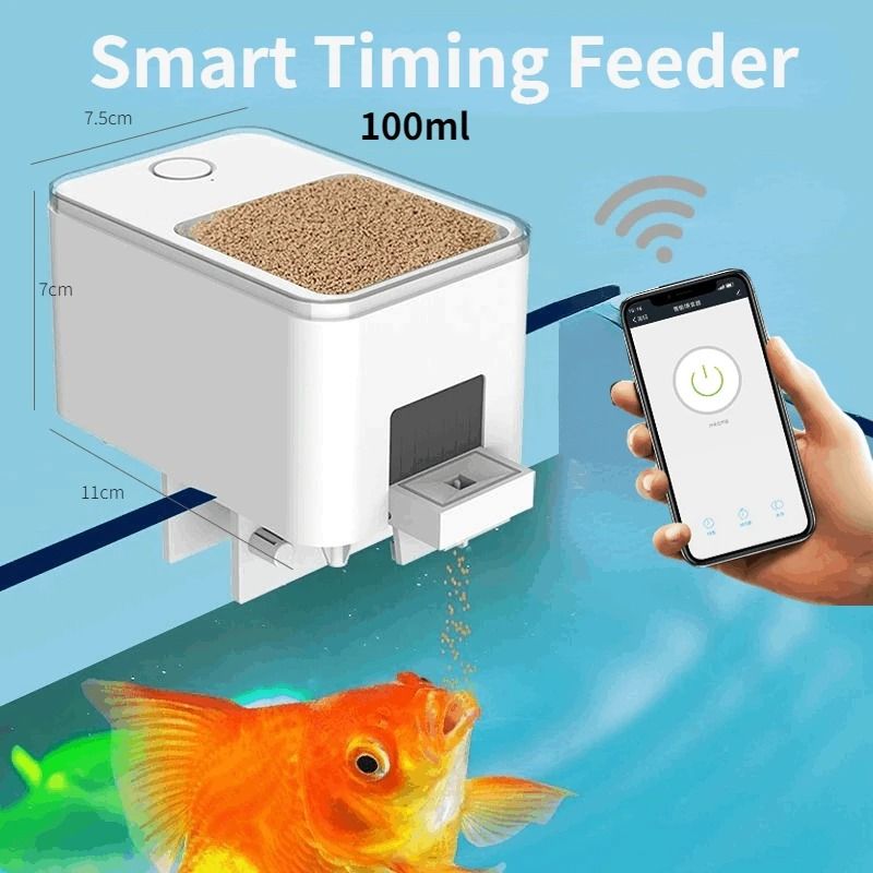 Automatic Aquarium Fish Feeder Smart WiFi App Control Voice Remote Fish Tank Feeding Dispenser