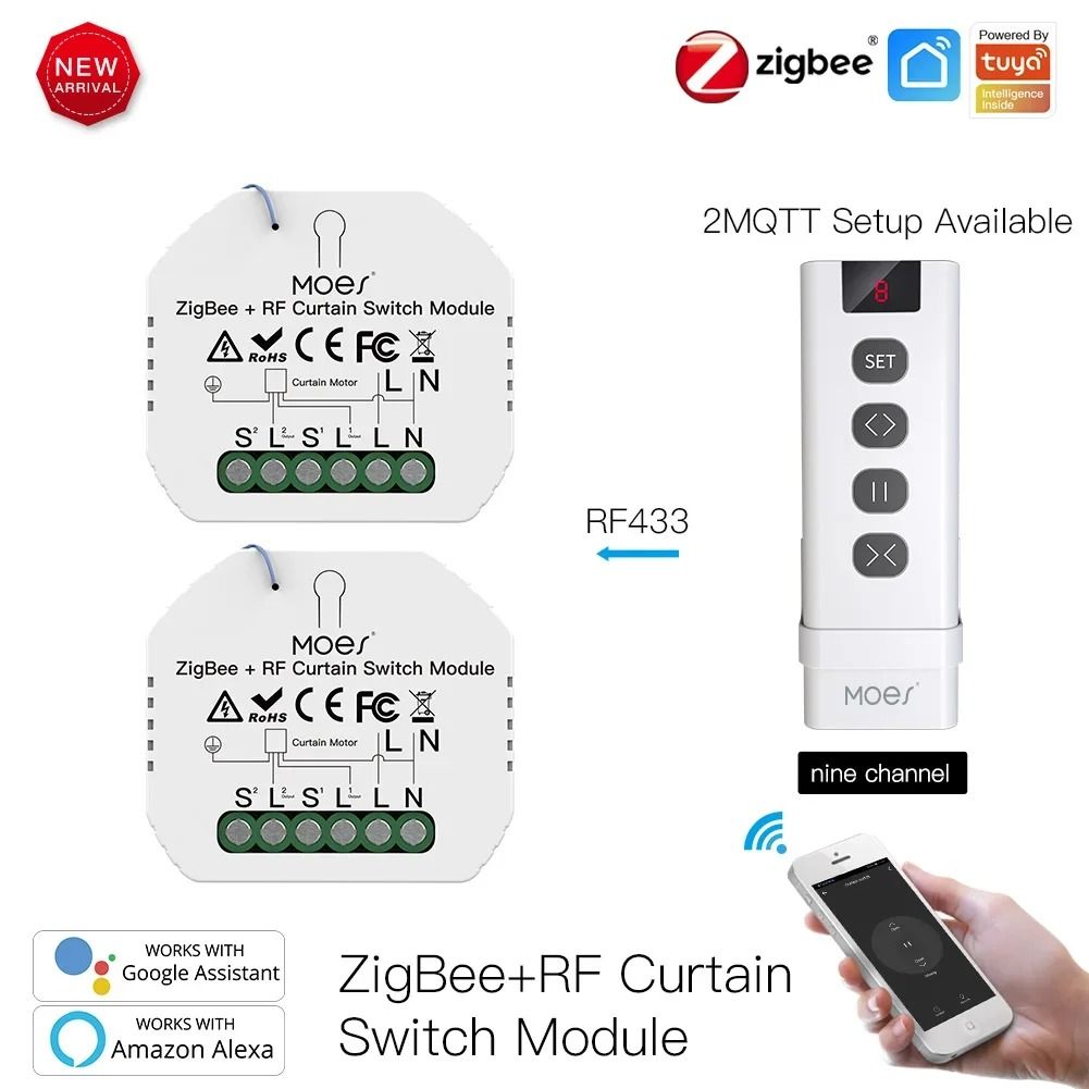 Smart Curtain Switch Module with ZigBee and RF Remote Control