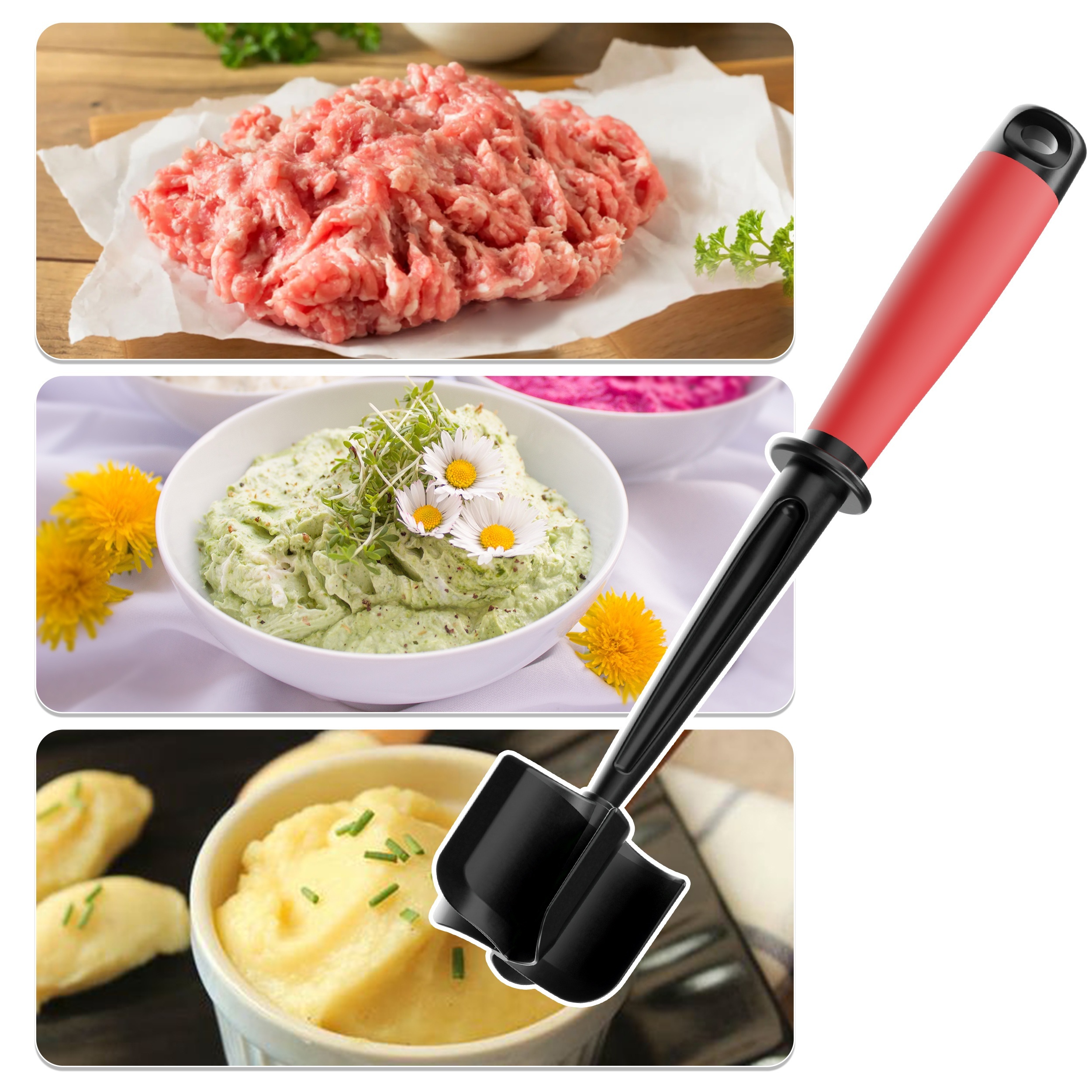 Meat Chopper & Masher Heavy Duty, Non-Stick, Dishwasher Safe