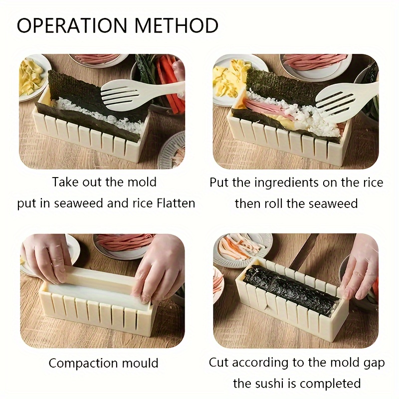 Sushi Maker Equipment Kit, Plastic Sushi Rolls Mold, Round, Square, Heart-shaped Sushi Making Tools
