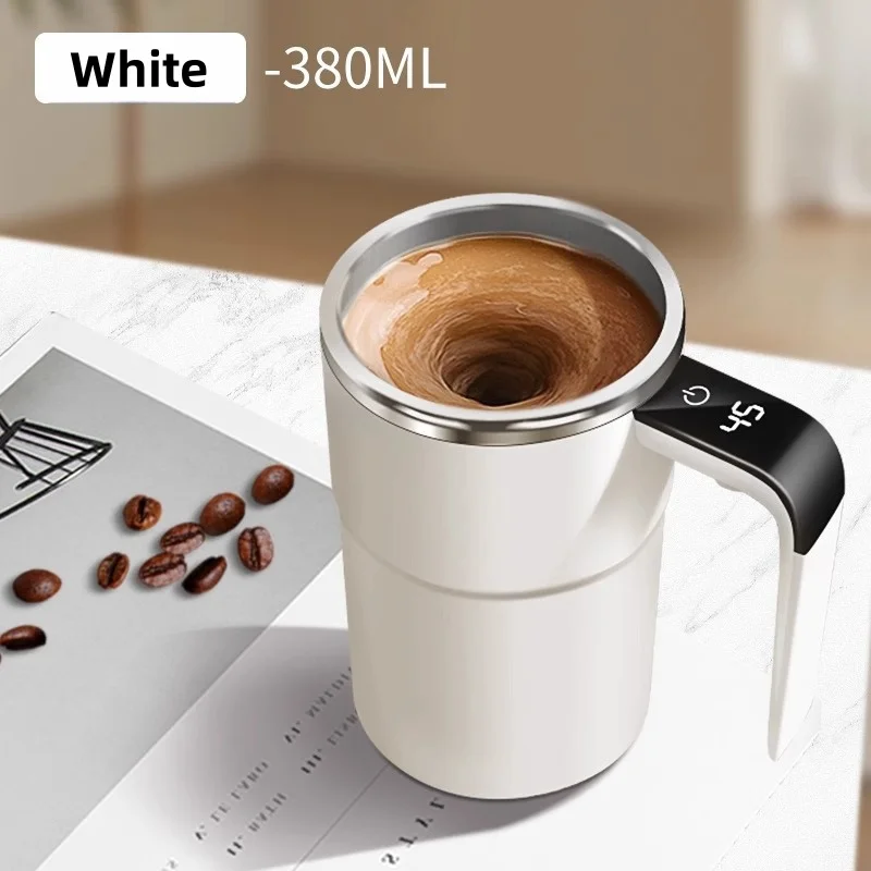USB Charging Digital Display Mug, Electric Coffee Self Mixing Mug, Waterproof Coffee Stirring Cup