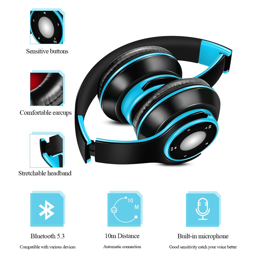 Wireless Stereo Bluetooth Headphone Passive Noise Isolating Portable Over Ear Headset for Immersive Sound