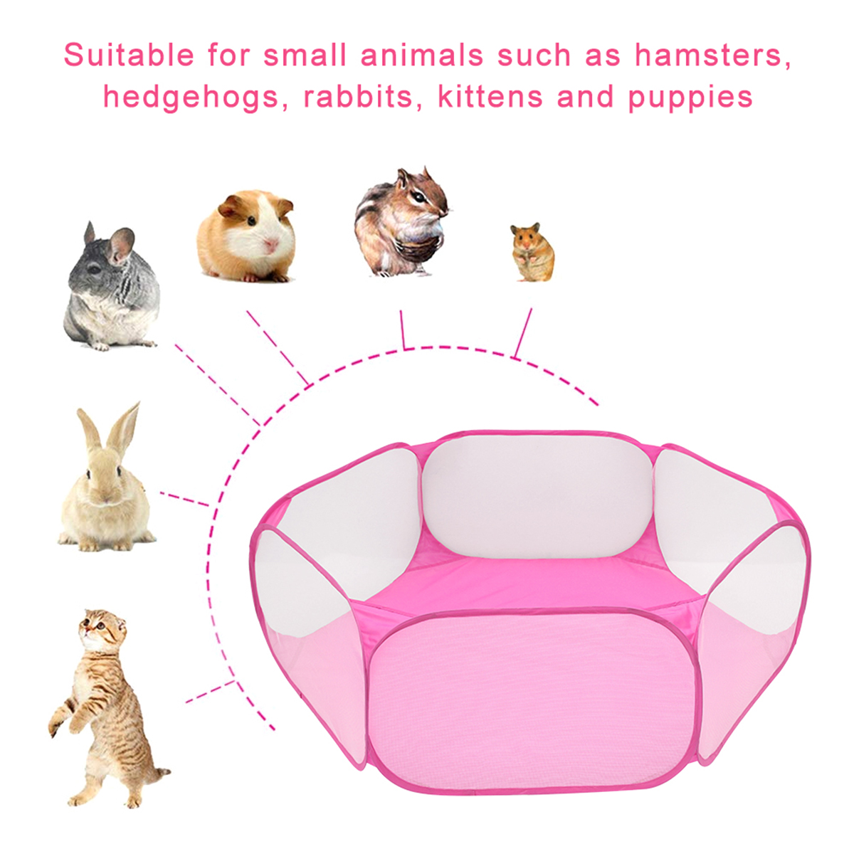 Breathable Pet Playpen Tent, Foldable Rabbit Cage for Guinea Pigs, Outdoor Exercise Fence