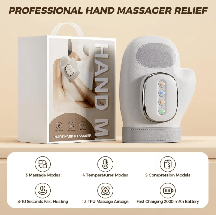 Heated Hand Compression Massager – Electric Wrist & Finger Relief Massager Gloves