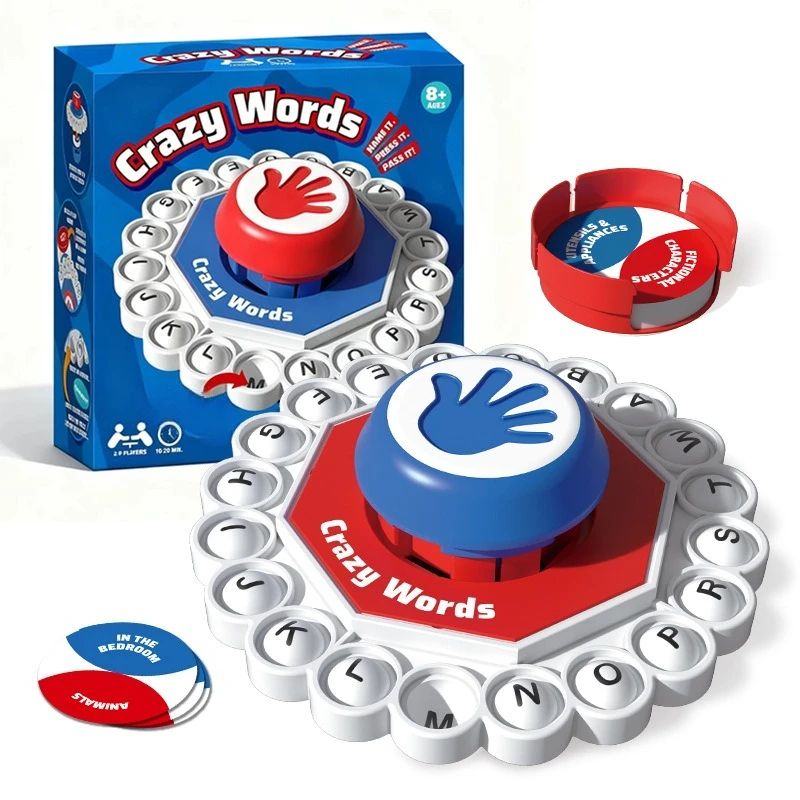 Crazy Words Quick-Think Letter Pressing Word Game – Fast-Paced Family Board Game for Kids & Adults