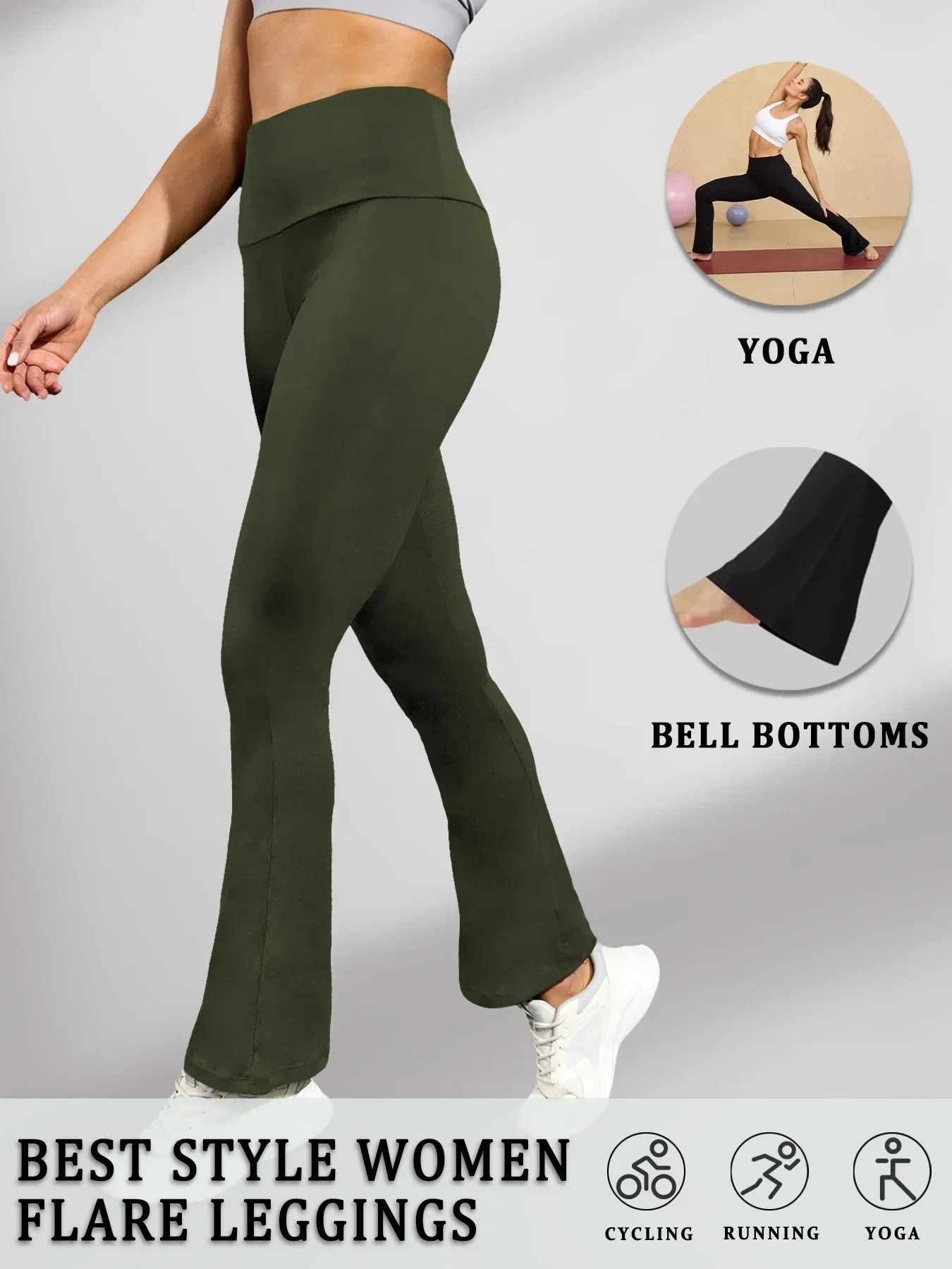 Womens High Waisted Flare Yoga Pants – Super Soft Bell Bottom Leggings with Tummy Control