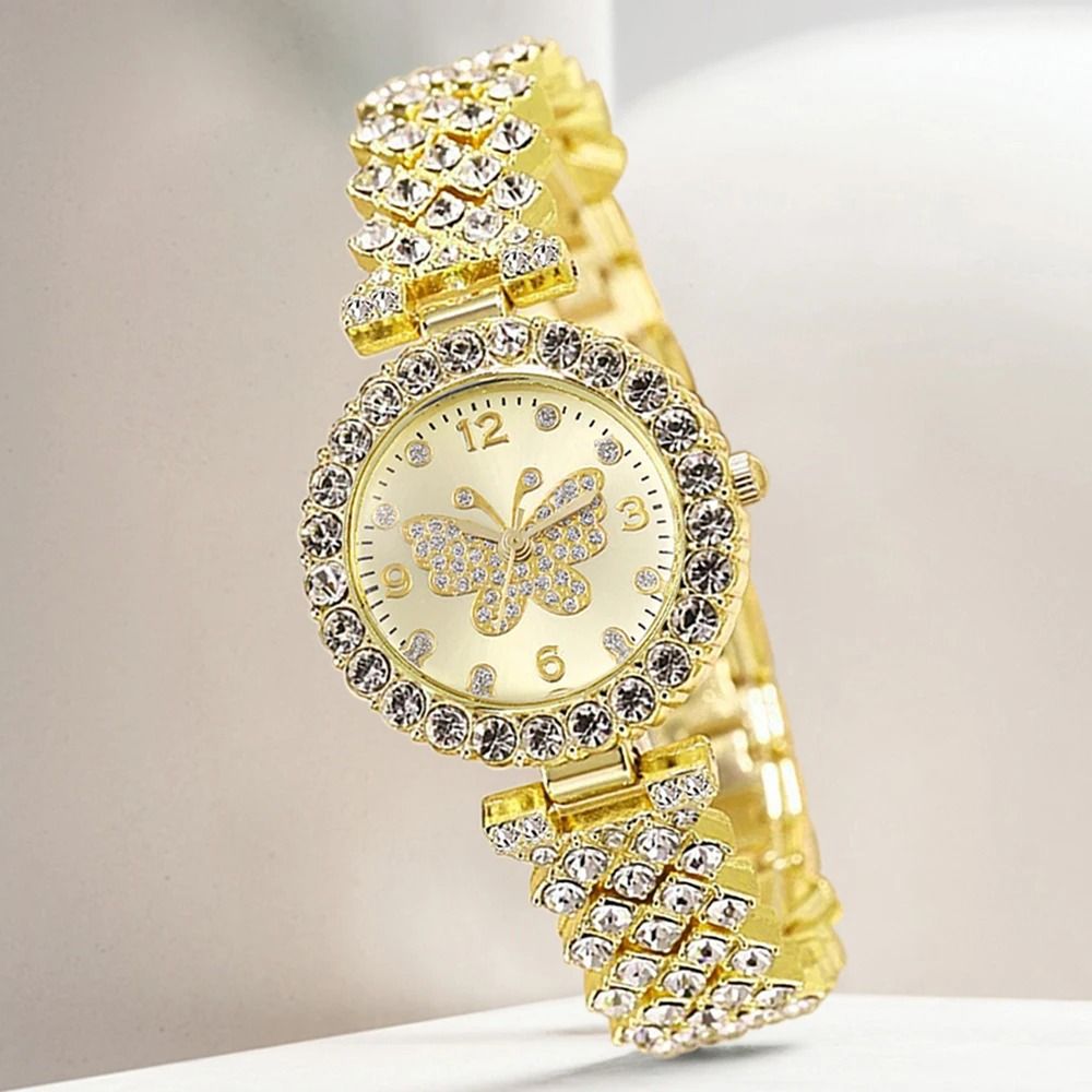 4 Piece Golden Butterfly Luxury Women's Watch Set