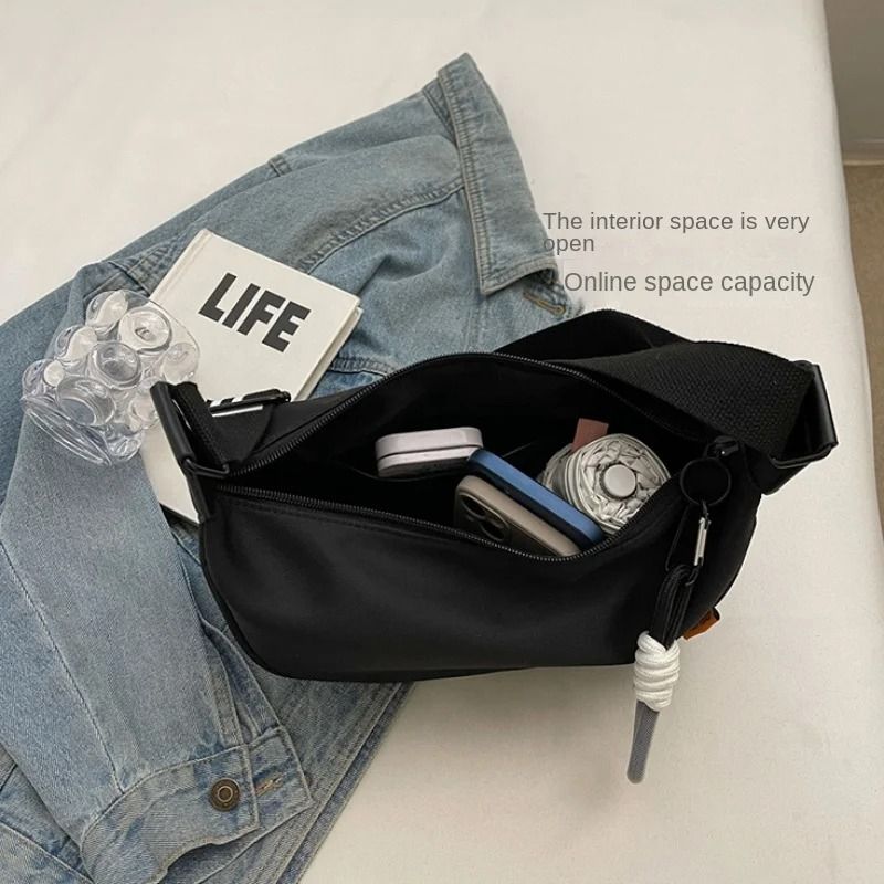 Women Dumpling Crossbody Bag with Wide Shoulder Strap and Zip Closure