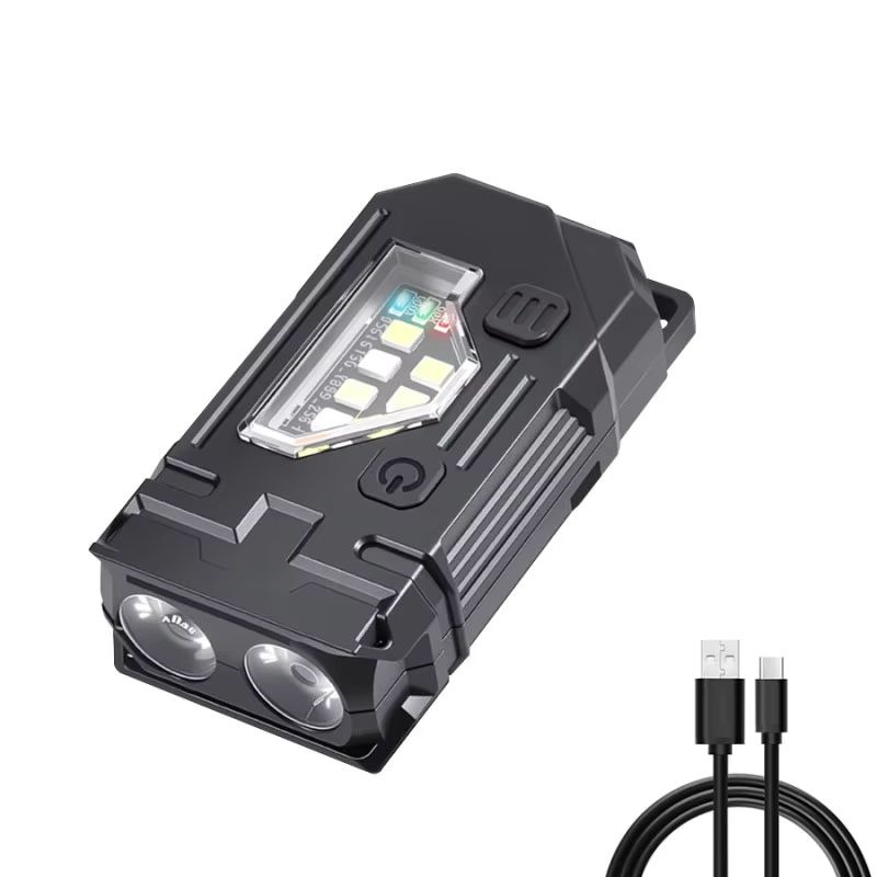 USB Rechargeable Multifunctional COB LED Keychain Flashlight with Magnetic Base