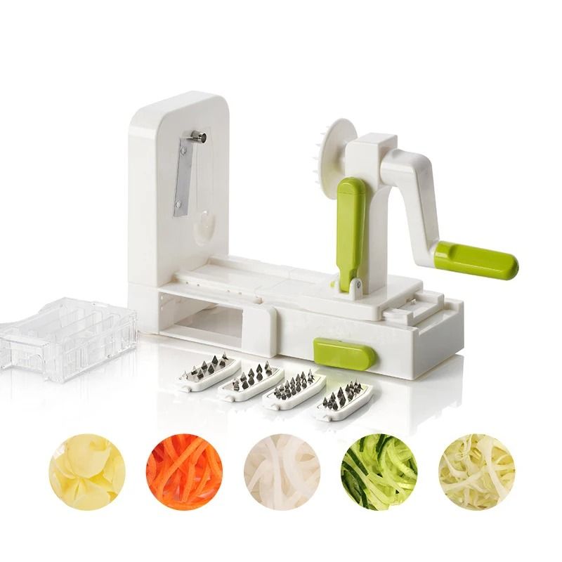 5-in-1 Professional Rotary Vegetable Spiralizer – Foldable Veggie Pasta & Spaghetti Maker