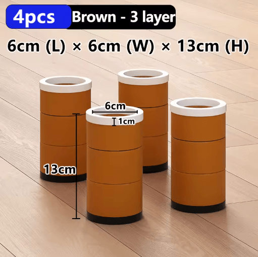Stackable Furniture Heightening Foot Pads Adjustable Table Cabinet and Bed Leg Risers
