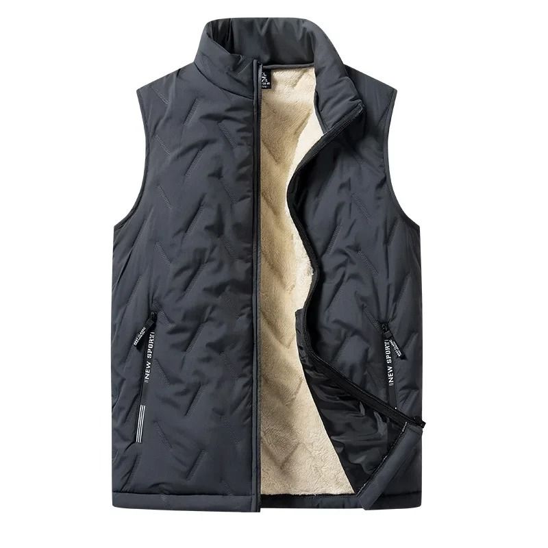 Mens Padded Cotton Vest with Stand Collar