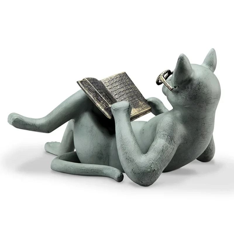 Scholarly Literature Cat Figurine