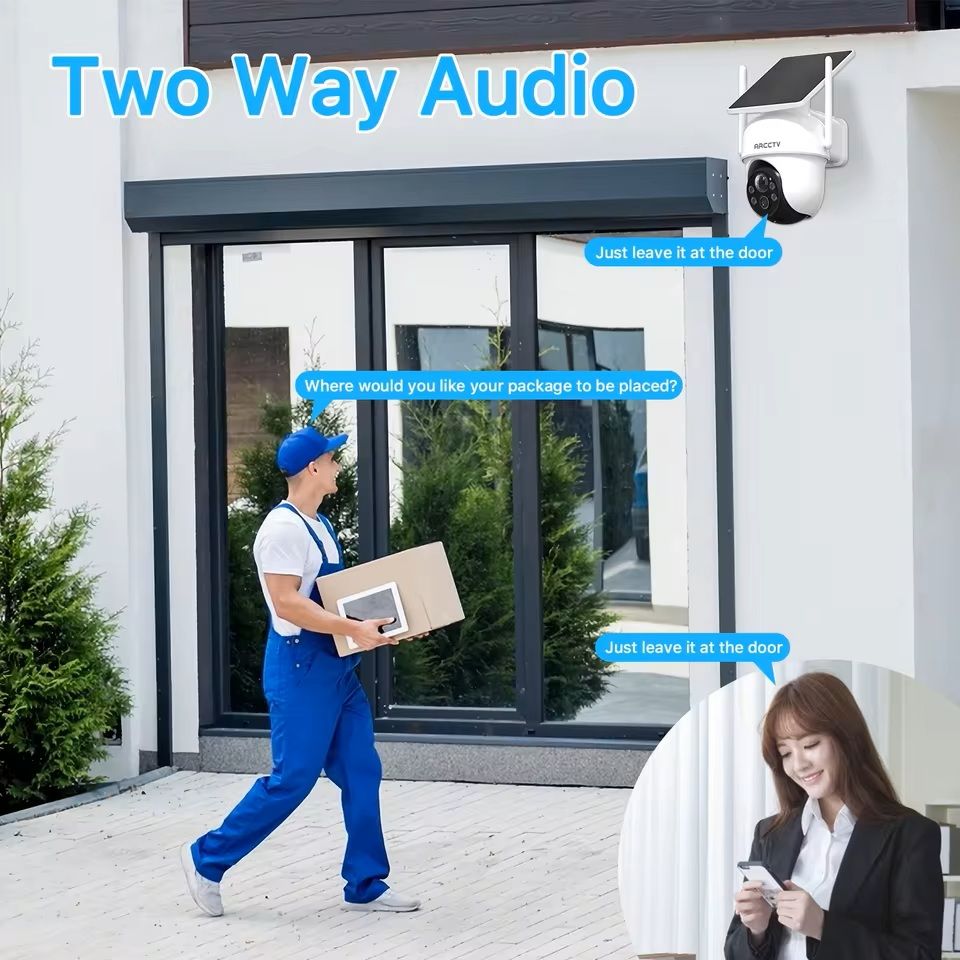 4MP Wifi Solar Security Camera Kit with Siren and Two Way Audio