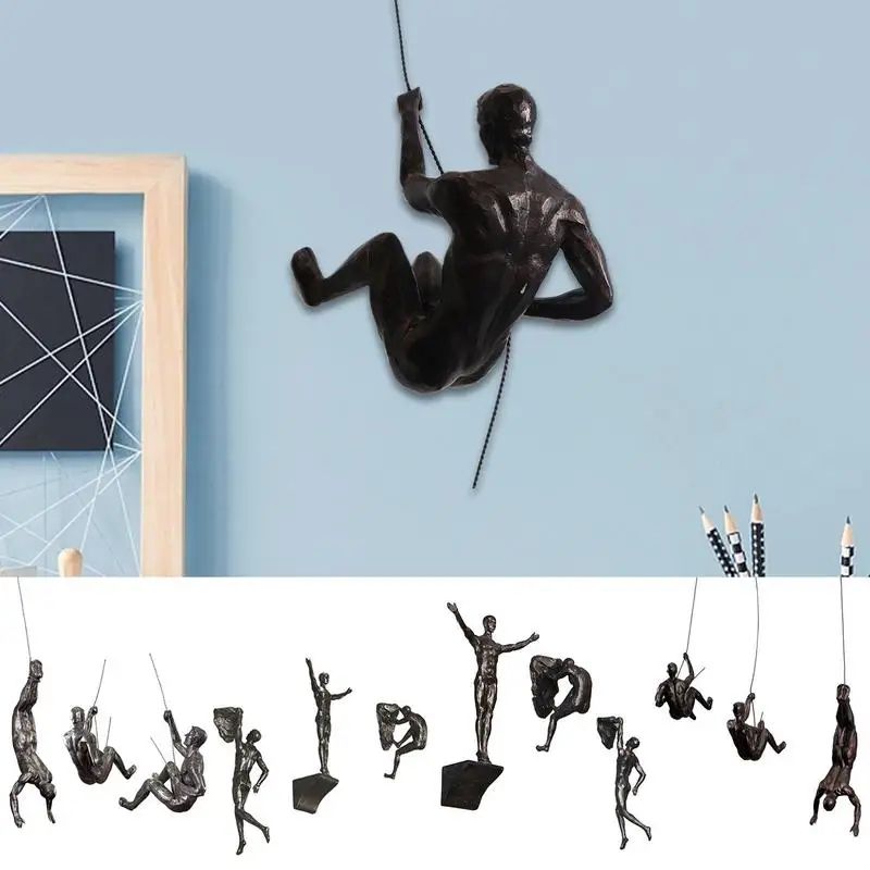 Rock Climbing Man Resin Wall Sculpture Athlete Decor
