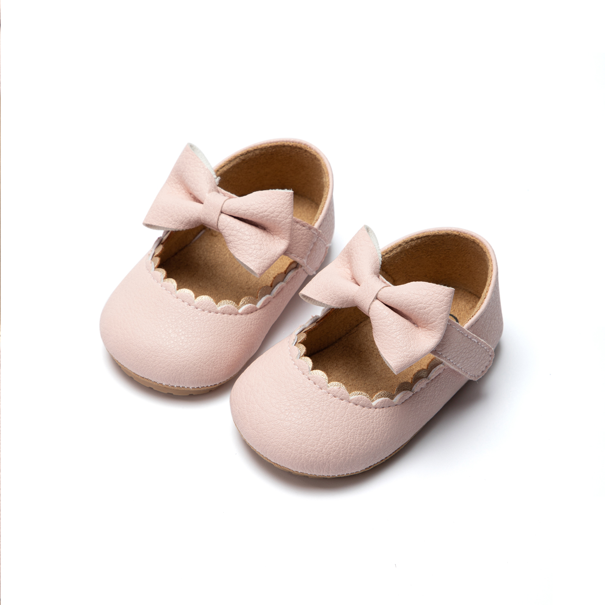 Infant Toddler Mary Janes, Baby Casual Shoes with Bowknot, Non-slip Rubber Soft-Sole PU First Walker Shoes