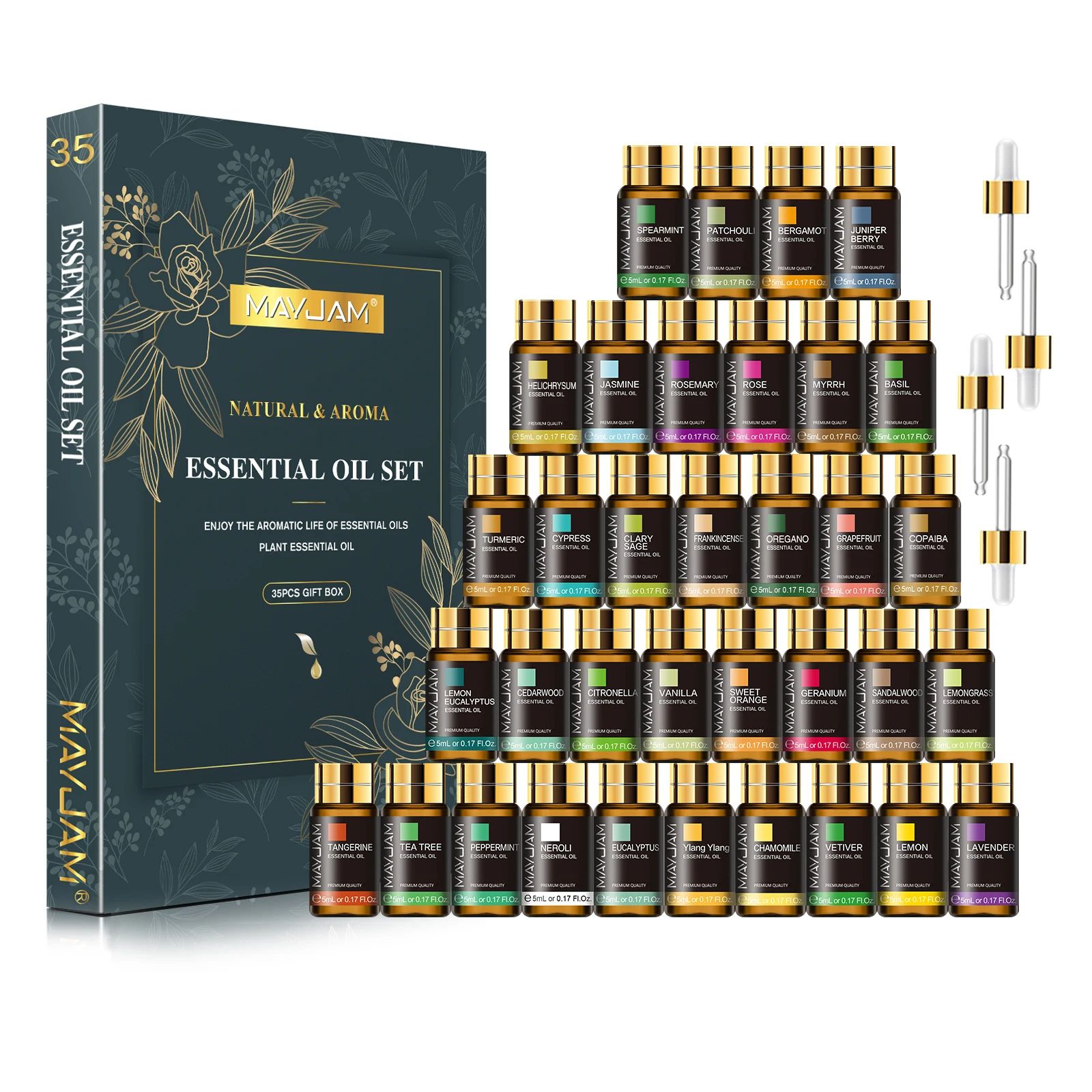MAYJAM 35pcs Essential Oil Set – Premium Aromatherapy Oils Gift Box for Diffuser, Candle Making & DIY