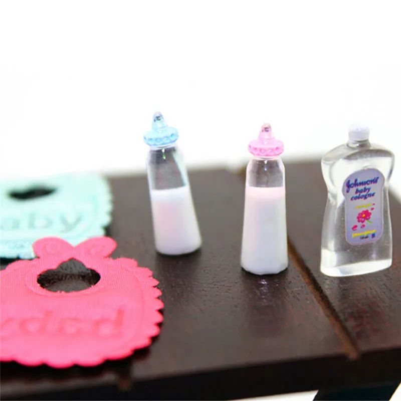 Mini 1 12 Dollhouse Baby Bottle Shampoo and Bibs Set