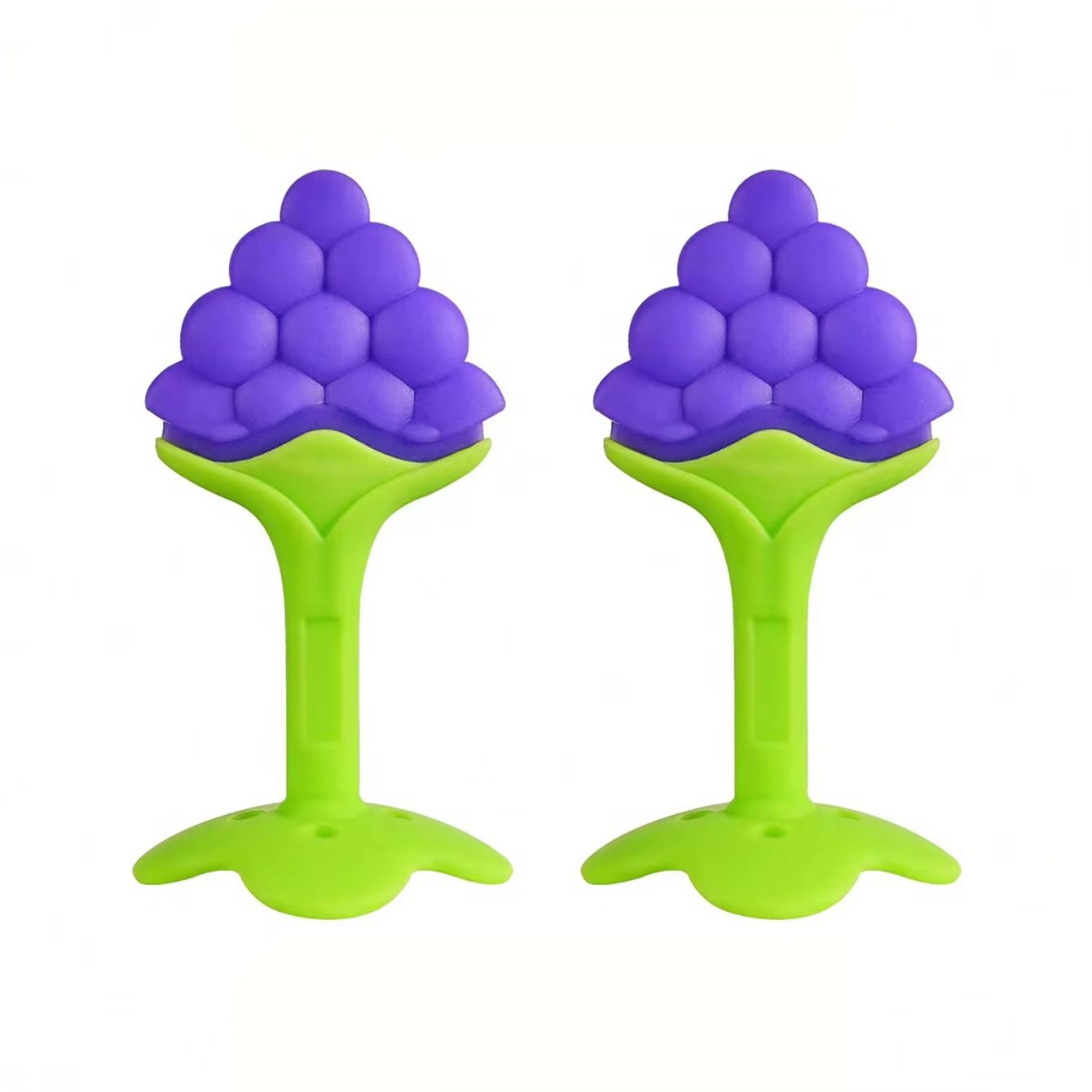 Soft Silicone Strawberry & Grape-Shape Baby Teether Ring