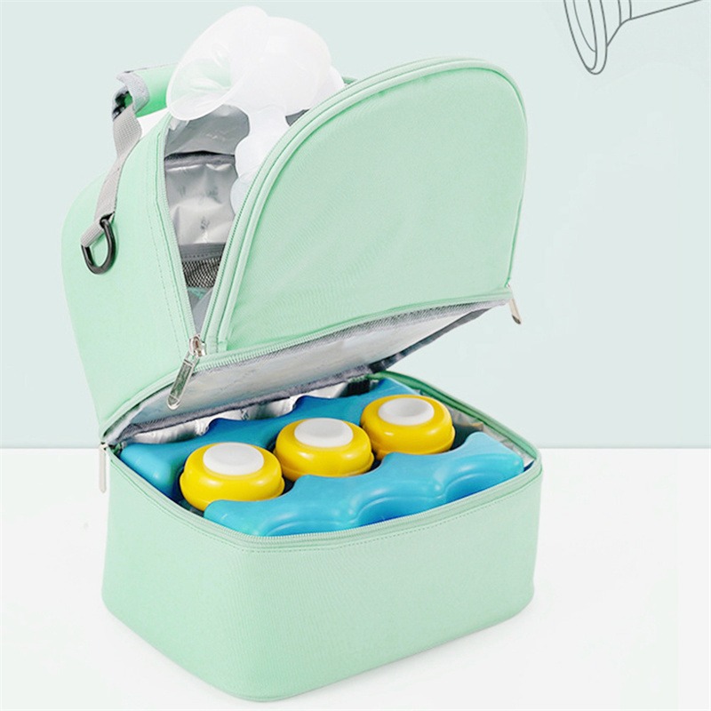 Large Capacity Mommy Bag, Solid Color Fashion Insulation Double Layer Pack, Travel Picnic Portable Food Handbag