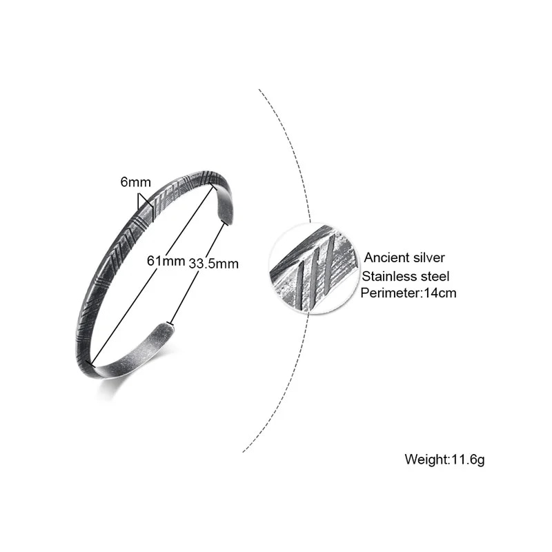 Stainless Steel Men's Thin Cuff Bracelet: Stylish Boyfriend Gift, Father's Day Present