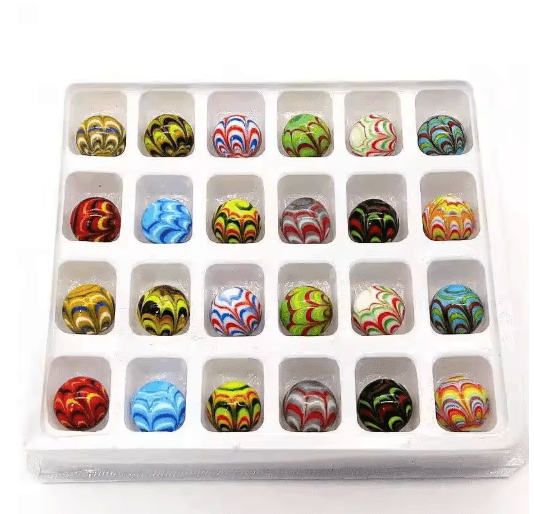 Feather Design 16 mm Handmade Glass Marbles Decorative Game & Home Accent Balls