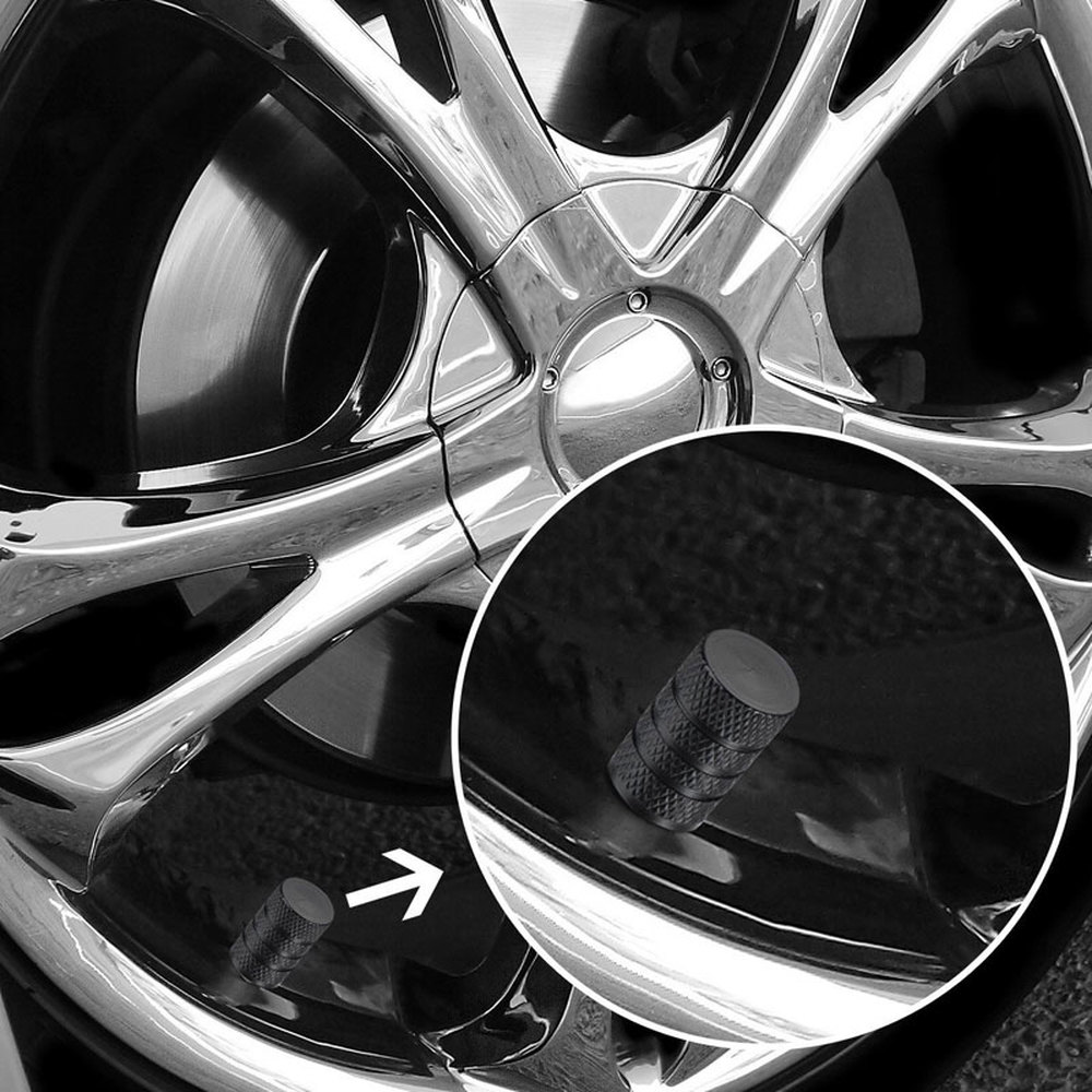 Aluminum Tire Wheel Stem Air Valve Caps, Knurling Style, Universal Fit for Cars, Trucks & Motorcycles