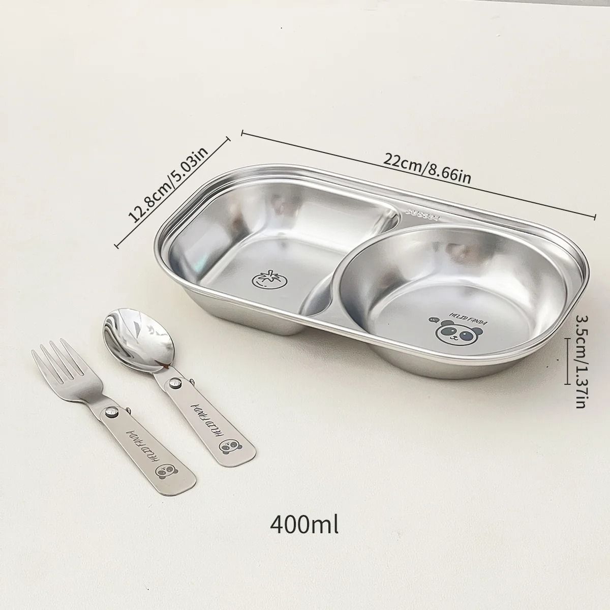 Stainless Steel Divided Salad Plate Stackable Kids Snack Dessert Plate