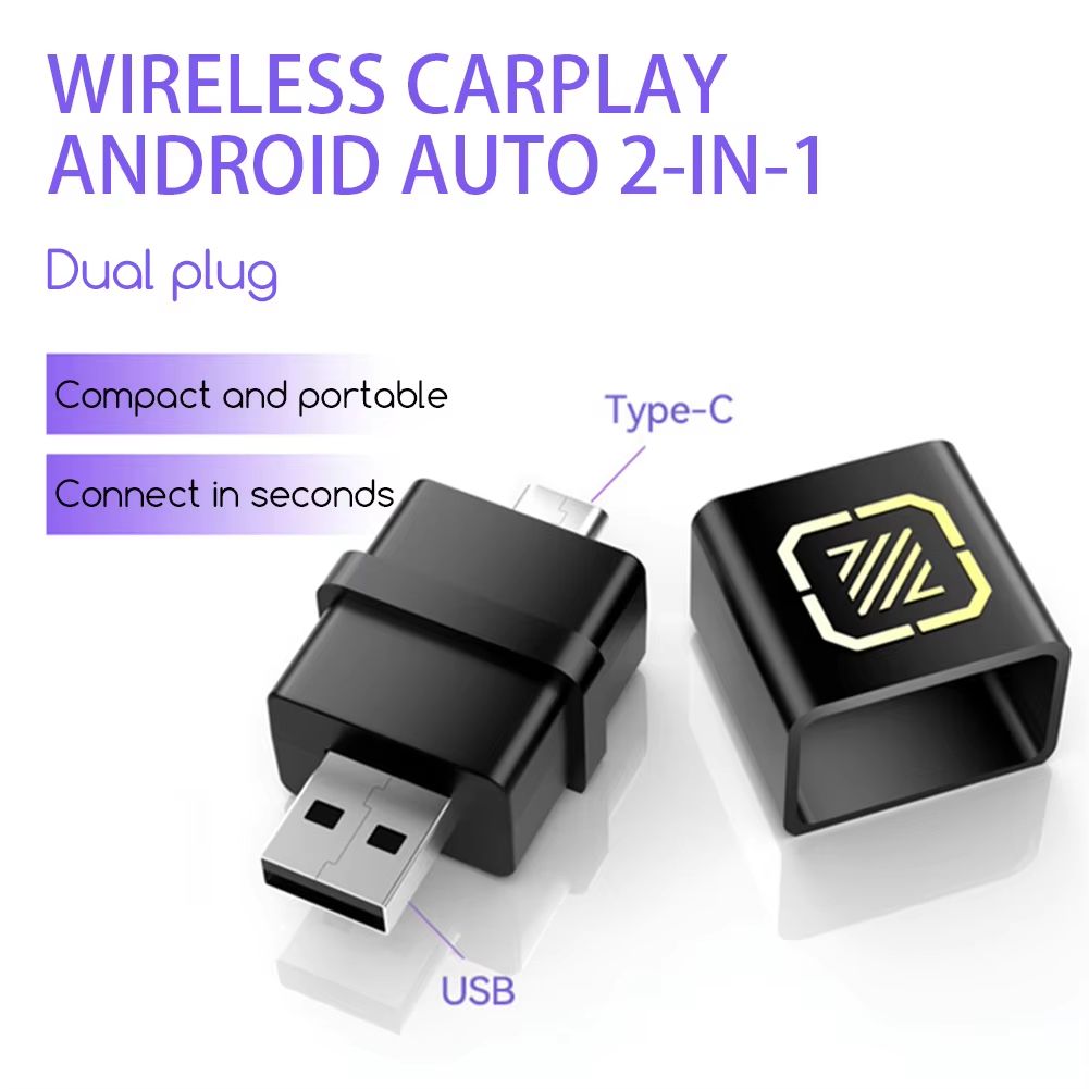 Mini Wireless Carplay Adapter 2 in 1 Android Auto Car Adapter
