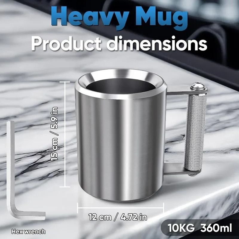 Heavy Stainless Steel Dumbbell Mug for Fitness and Coffee Lovers