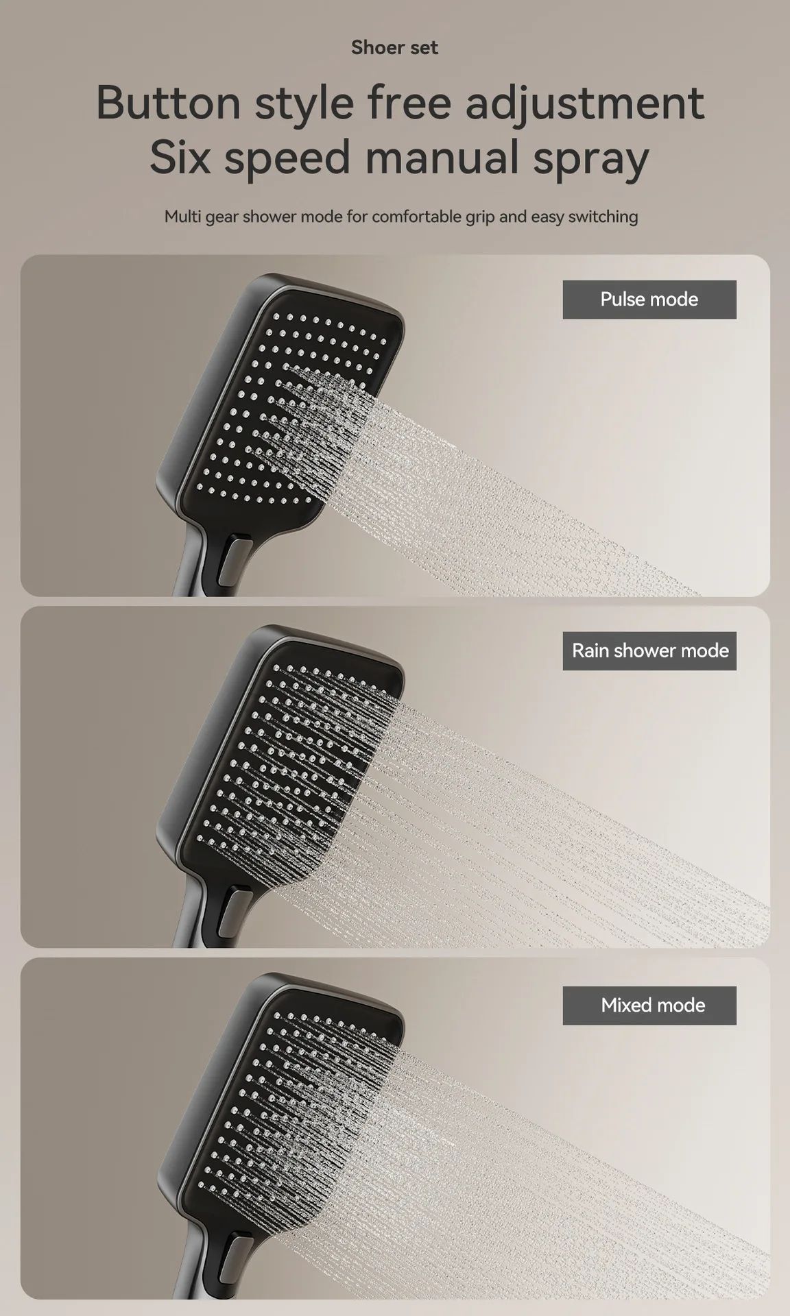 Gunmetal Gray Bathroom Shower System Set