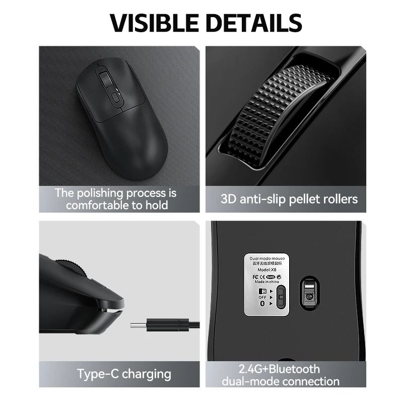 Ergonomic RGB Silent Wireless Office Mouse