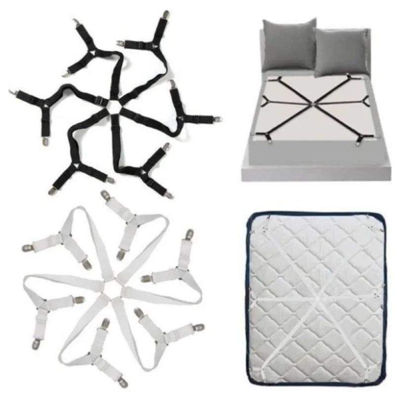StayPut Adjustable Bed Sheet Holder Straps with 12 Clips – Non-Slip Mattress Sheet Clips & Elastic Grippers