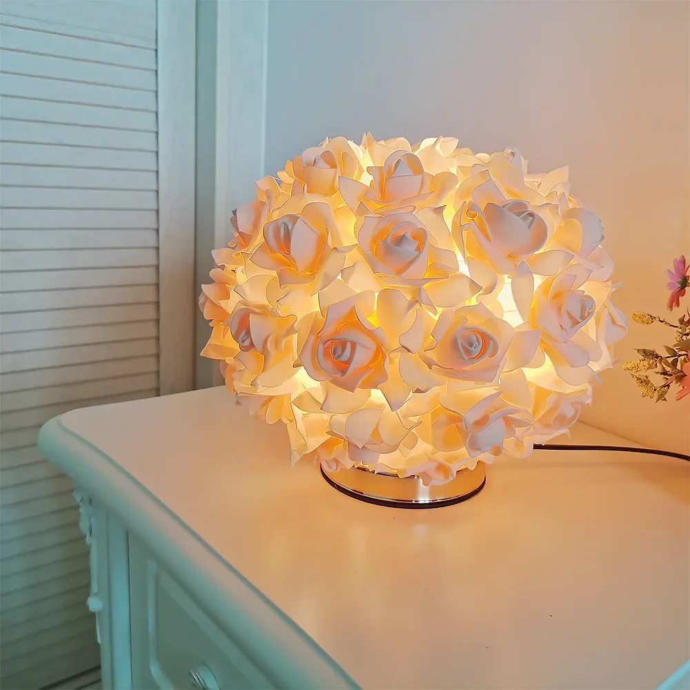 Creative Country Rose Gold Plate Romantic Lamp, Perfect Wedding Gift, Princess Girl Bedroom, Valentine's Day