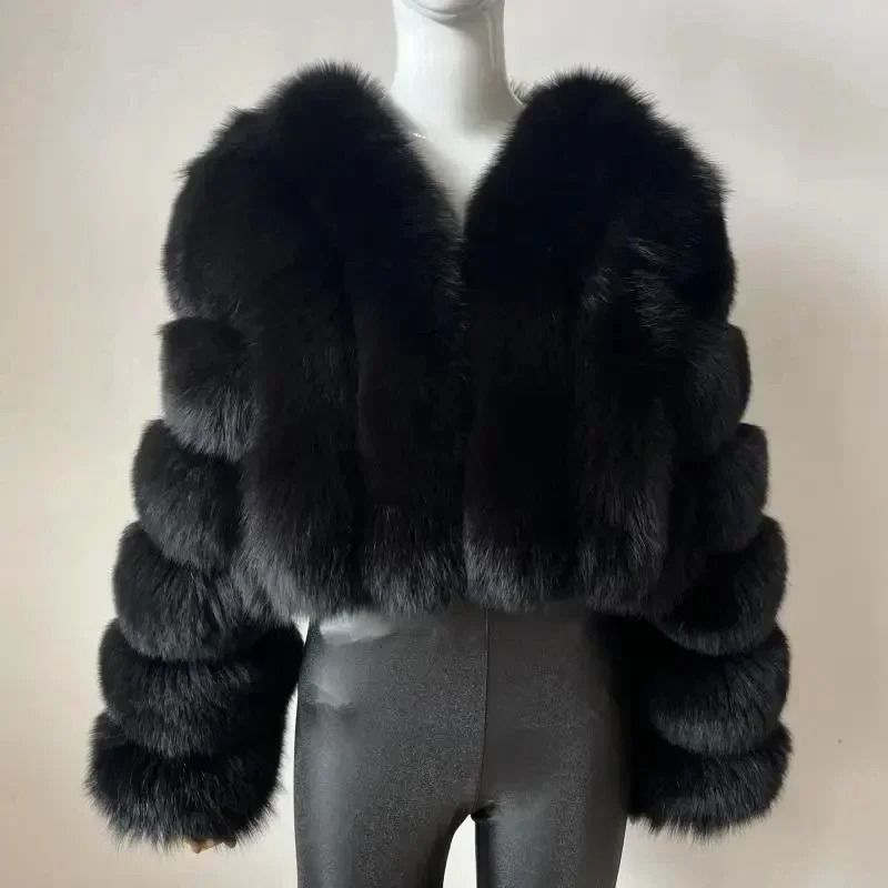 Luxury V-Neck Faux Fox Fur Coat | Chic Winter Teddy Jacket & High-Fashion Outerwear System