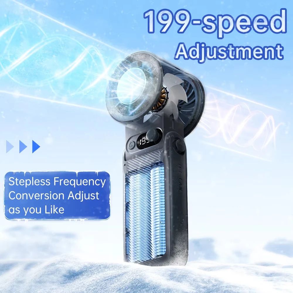 F5 Pro Portable Cooling Fan – Rechargeable Handheld Mini Fan with 199 Adjustable Speeds