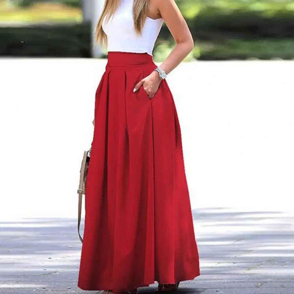 Elegant High Waist Utility Maxi Skirt