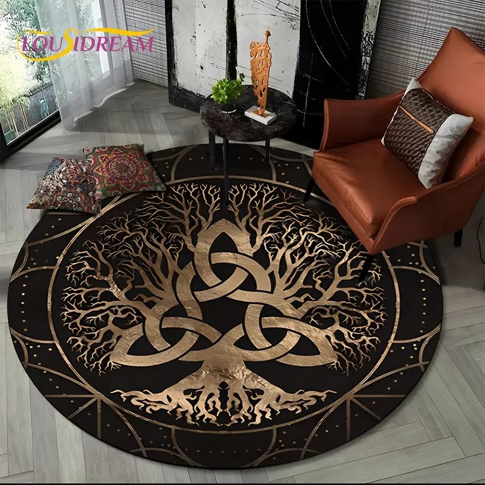 Viking Yggdrasil & Valknut Round Area Rug