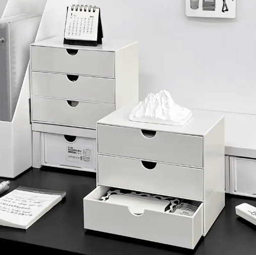 StackSpace 3-Layer White Plastic Drawer Rack Organizer for Desk