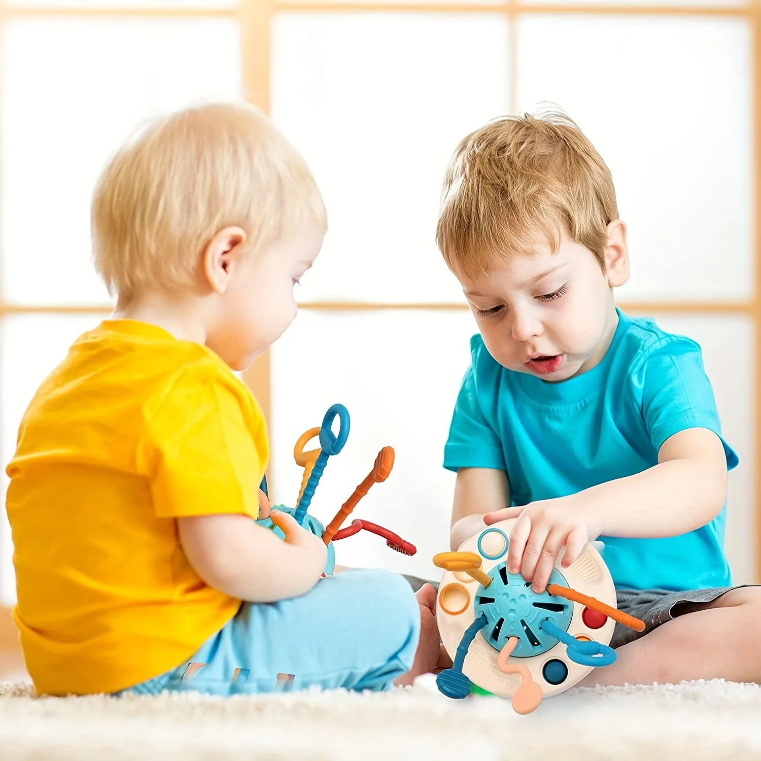 Fidget Travel Toys Grade Silicone Push and Pull String Montessori Sensory Toys for Toddlers