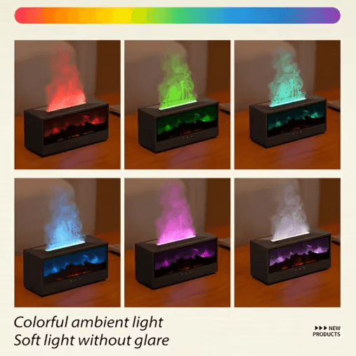 FlameMist USB Fireplace Humidifier Diffuser LED Flame Aroma Diffuser with Remote Control and Timer