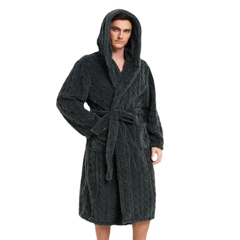 Luxurious Thickened Jacquard Hooded Couple's Robe
