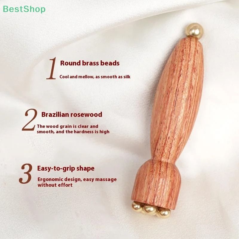 Lotus Seedpod Brass Gua Sha Facial Tool Rosewood Eye Massage Wand