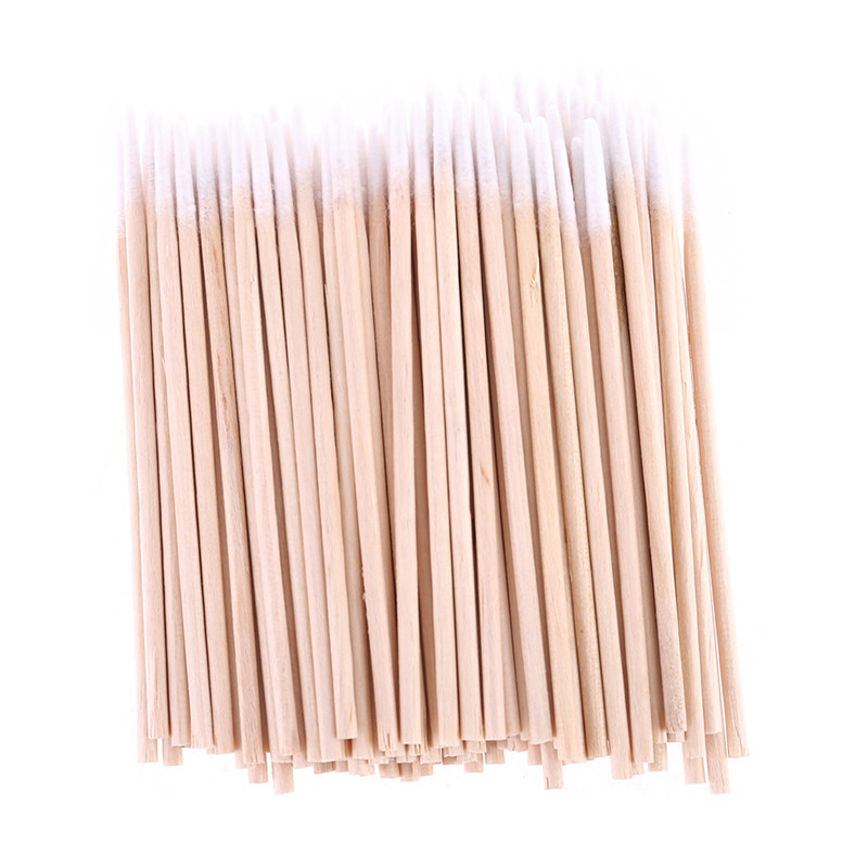 Wood Cotton Swab Clean Sticks for Nails Art, Cuticle Pusher Head Manicure Corrector, Nail Polish Remover Tools
