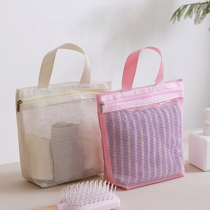Portable Hanging Makeup Organizer Travel Toiletry Bag with Breathable Mesh Storage